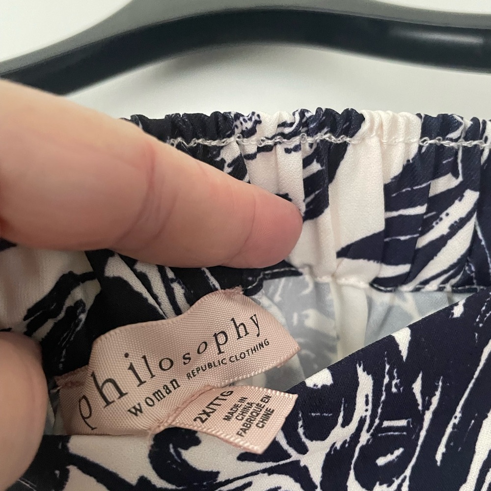 Philosophy Navy and White wide leg Printed Bottoms 2x